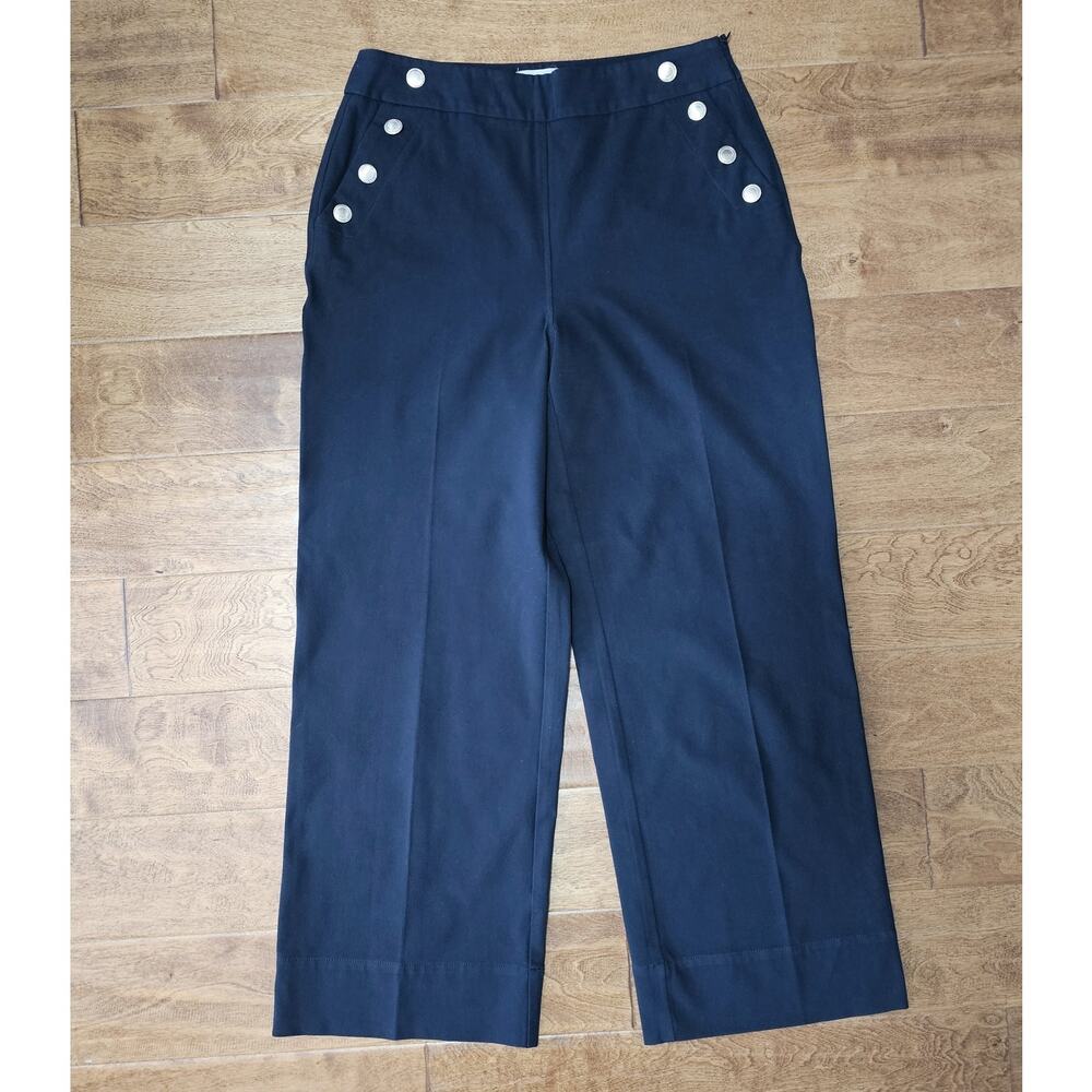 EUC HOBBS Women's Dark Navy Blue Hana Wide Leg Nautical Pants Trousers US 8
